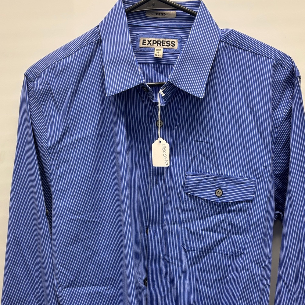 Express Blue and White Striped Shirt